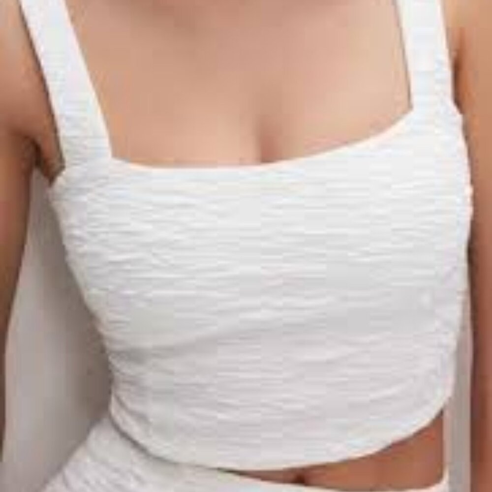 GOOD AMERICAN CRINKLED CROPPED WHITE WOMEN TOP SIZE XL BRAND NEW WITH TAGS